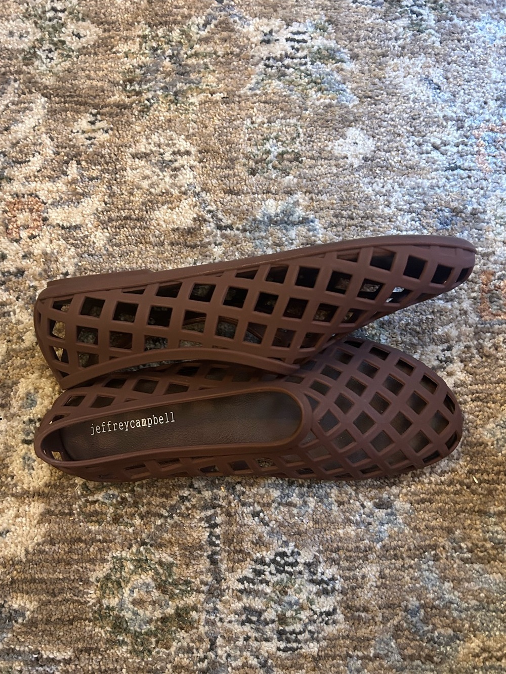Jeffrey Campbell Jelly Matte Brown Lattice Cutout Slip-On Flat - Picture 3 of 4